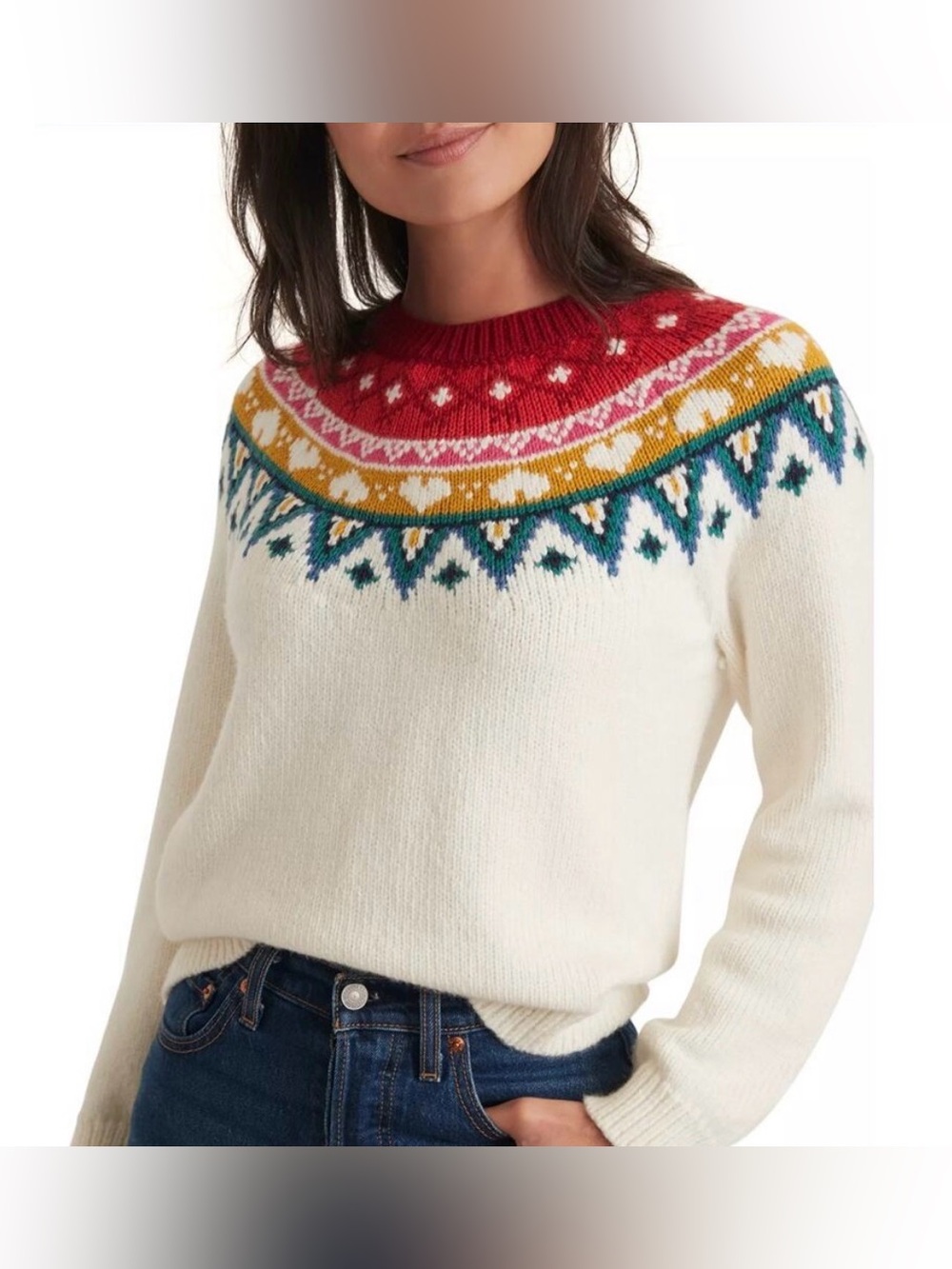 Marine Layer Archive Alpine Pullover Sweater Women Medium Off White Wool Casual - Picture 1 of 7